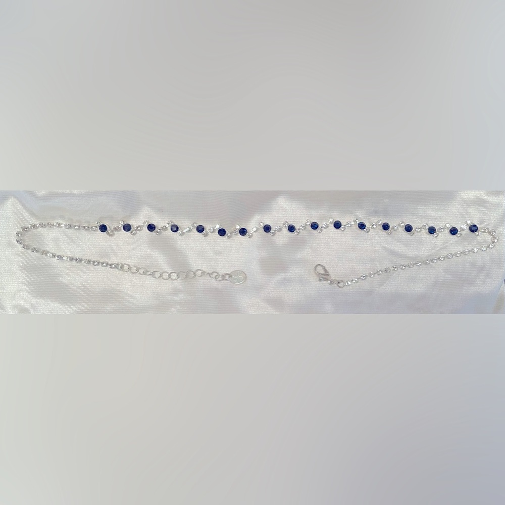 NWOT 2-piece earring and necklace set, white and blue diamond coloured.